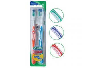 Gum super tip 463 compact spazzolino medio bonus pack 2 pezzi