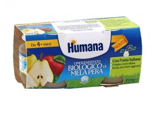 Humana omogeneizzato mela/pera bio 2 vasetti 100 g