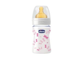 Chicco biberon well being in vetro decorato girl da 150 ml normal lattice