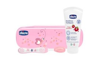 Chicco set dentale rosa con fluoro