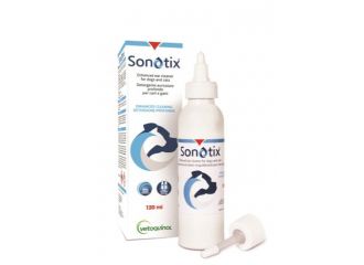 Sonotix detergente auricolare profondo cani e gatti flacone 120 ml + cannula corta rigida + cannula lunga flessibile