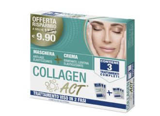 Collagen act trattamento viso 2 fasi maschera anti age elasticizzante + crema idratante lenitiva elasticizzante