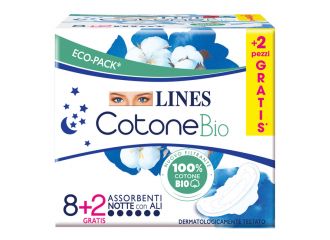 Lines cotone bio ultra notte 8+2 pezzi