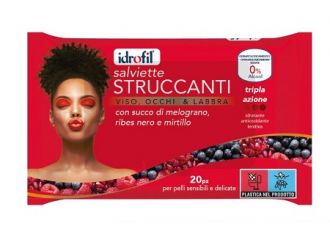 Idrofil salviettine struccanti succo di melograno ribes nero e mirtillo 20 pezzi