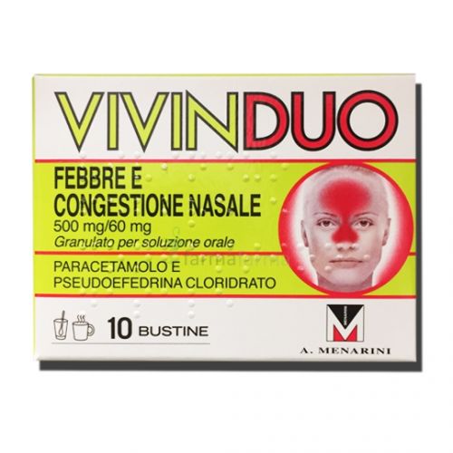 Vivinduo febbre e congestione nasale 500 mg/60 mg granulato per soluzione orale