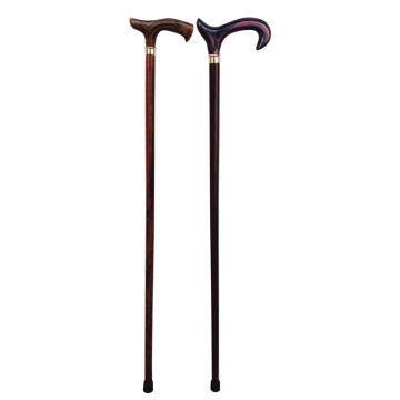Bastone legno uomo impugnatura fisiologica marmorizzato legno scuro