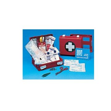 Cassetta pronto soccorso family per campeggio, bricolage, casa e ufficio. contenitore in abs antiurto con supporto per il fissaggio alla parete